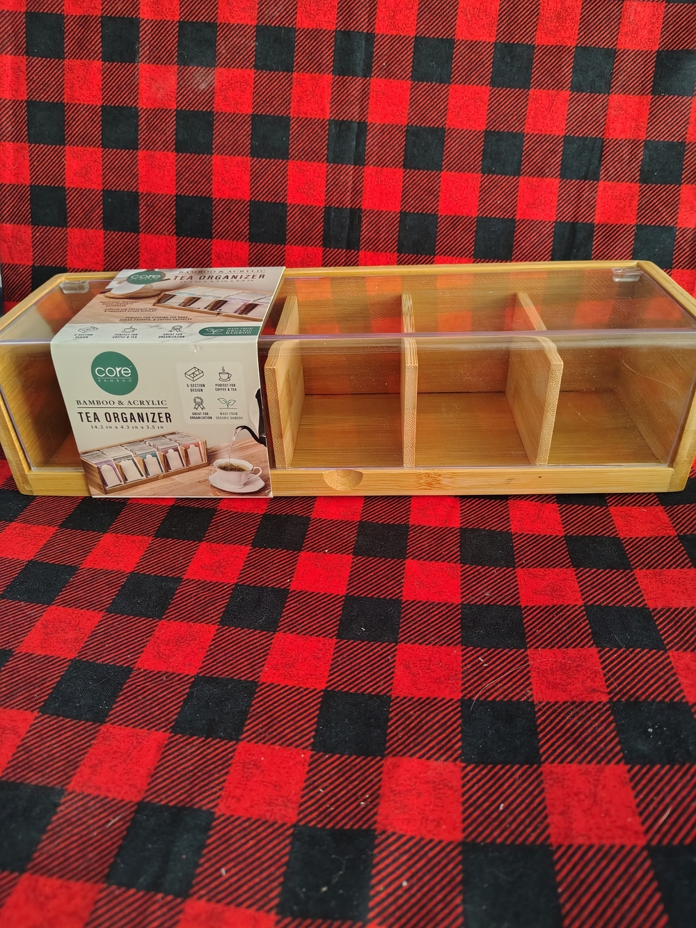 Core Bamboo & Acrylic Tea Organizer - Natural